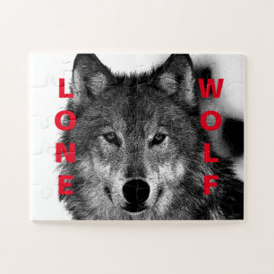 Puzzle OEuvre d'oeil de loup noir et blanc