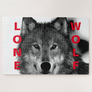 Puzzle OEuvre d'oeil de loup noir et blanc