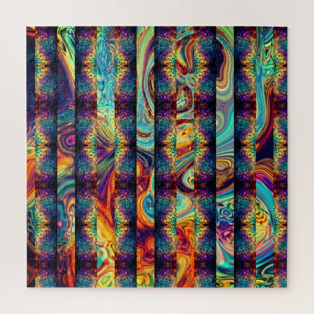 Puzzle OEuvre psychédélique Abstraite divisée en couches (Vertical)