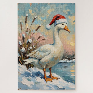 Puzzle Oie vintage avec chapeau de Père Noël par Noël con