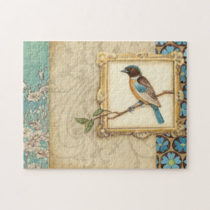 Puzzle Oiseau Brown et bleu sur une branche recherchant
