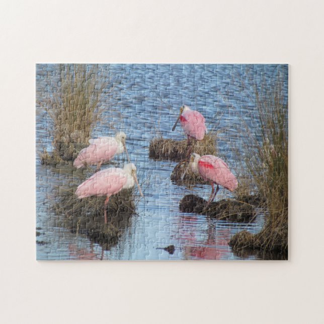 Puzzle Oiseau d'eau rose de spatules de spatule rose (Horizontal)