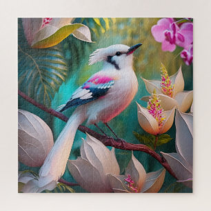 Puzzle Oiseau Fantastique à Crête Blanche et Poitrine Ros