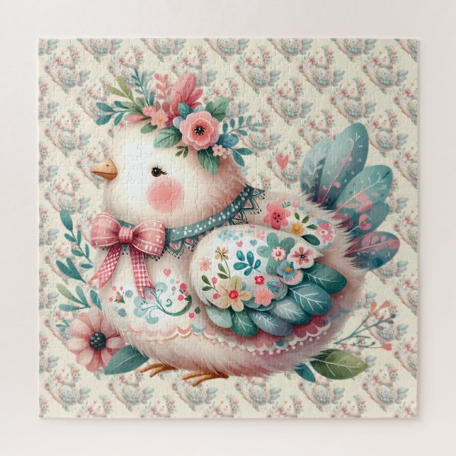 Puzzle Oiseau folklorique floral au charme Pastel Boho (Vertical)