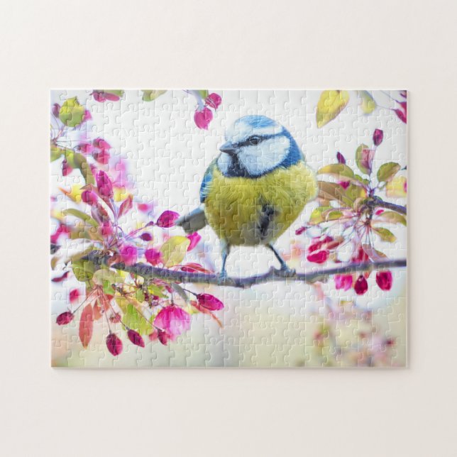 Puzzle Oiseau sur l'arbre à fleurs (Horizontal)