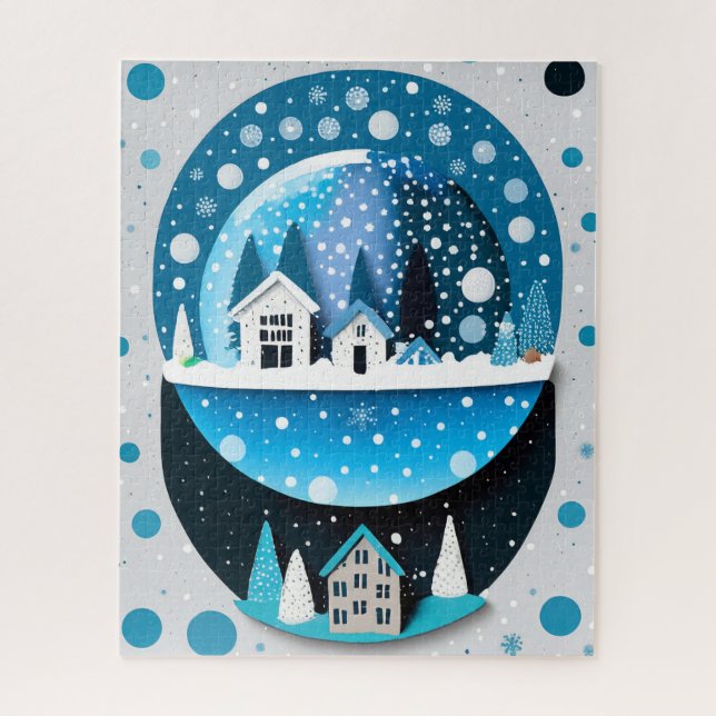 Puzzle Oiseaux bleus d'hiver en amour Mariage de Noël (Vertical)