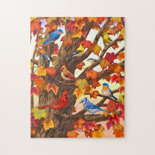 Puzzle Oiseaux dans l'érable d'automne