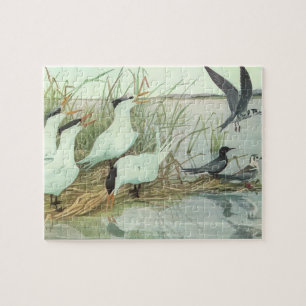 Puzzle Oiseaux de rivage vintage dans un marais par Louis