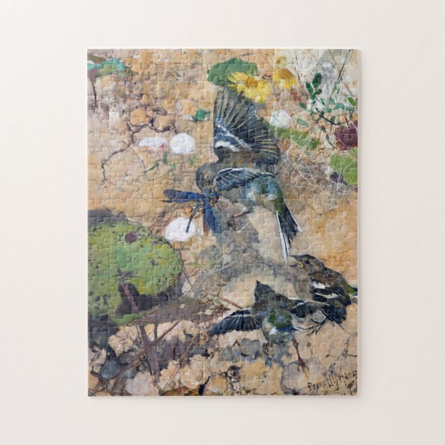 Puzzle Oiseaux et libellules, Bruno Liljefors (Vertical)