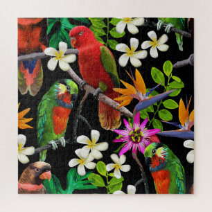 Puzzle Oiseaux exotiques Belles Fleurs Motif