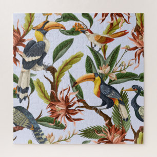Puzzle Oiseaux & Fleurs : Motif Vintage tropical.