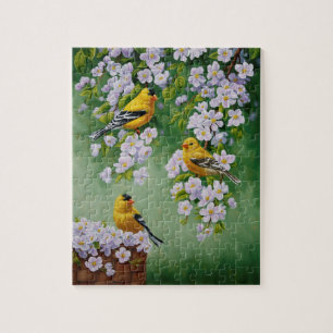 Puzzle Oiseaux Goldfinch & Fleurs de fleurs de pomme