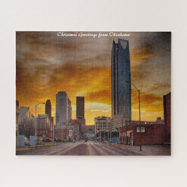 Puzzle Oklahoma Skyline. voeux de Noël (Horizontal)