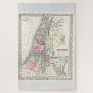 Puzzle Old 1855 Historic State of Palestine Jerusalem
