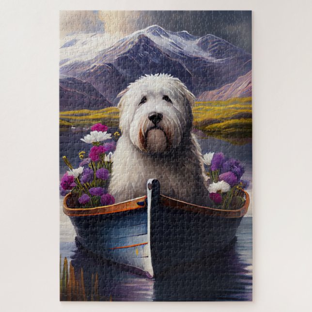 Puzzle Old English Sheepdog sur Paddle : Une aventure Pit (Vertical)