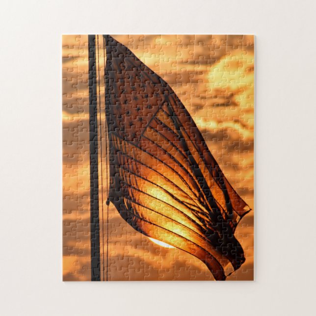 Puzzle Old Glory dans le coucher du soleil - 11x14 - 252  (Vertical)