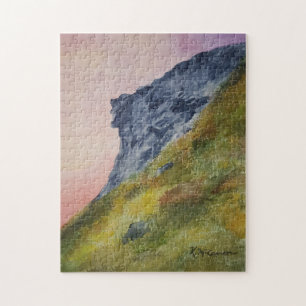 Puzzle Old Man in the Mountain, NH Watercolor Poster