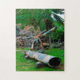Puzzle Old Military Artillery. Saipan Mariana Islands.