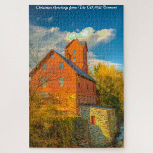 Puzzle Old Mill dans le Vermont.Noël salutations Jigsaw P