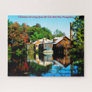 Puzzle Old Mill New Hampshire. Christmas Greetings