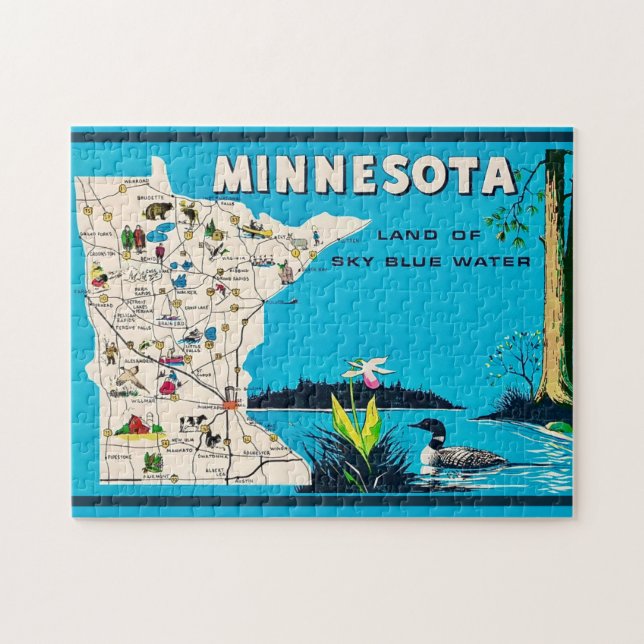 Puzzle Old Minnesota Map 11x14 (Horizontal)