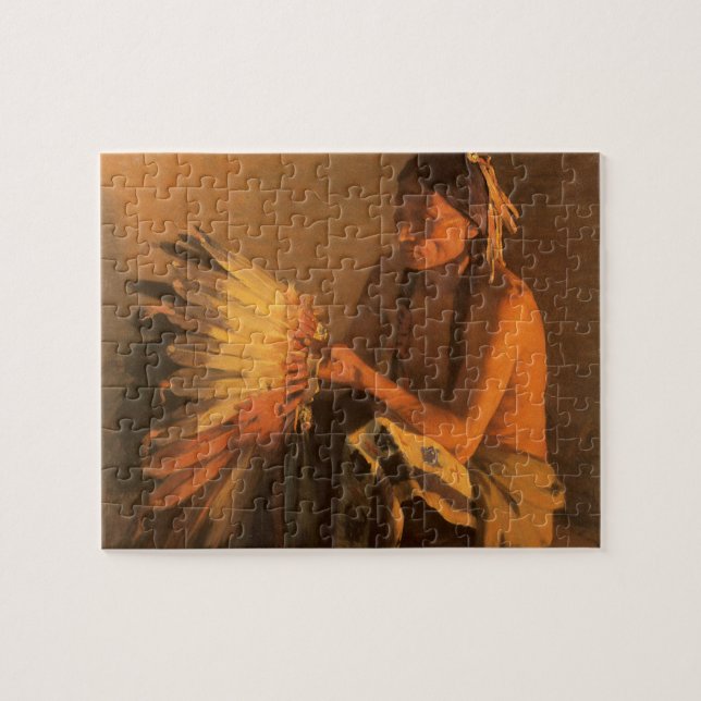 Puzzle Old War Bonnet par Joseph Henry Sharp (Horizontal)