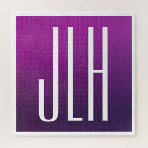 Puzzle Ombre violet et initiales blanches ou autre texte