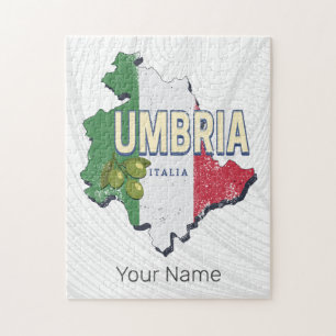 Puzzle Ombrie Italie Région Rétro Carte Souvenir Vintage