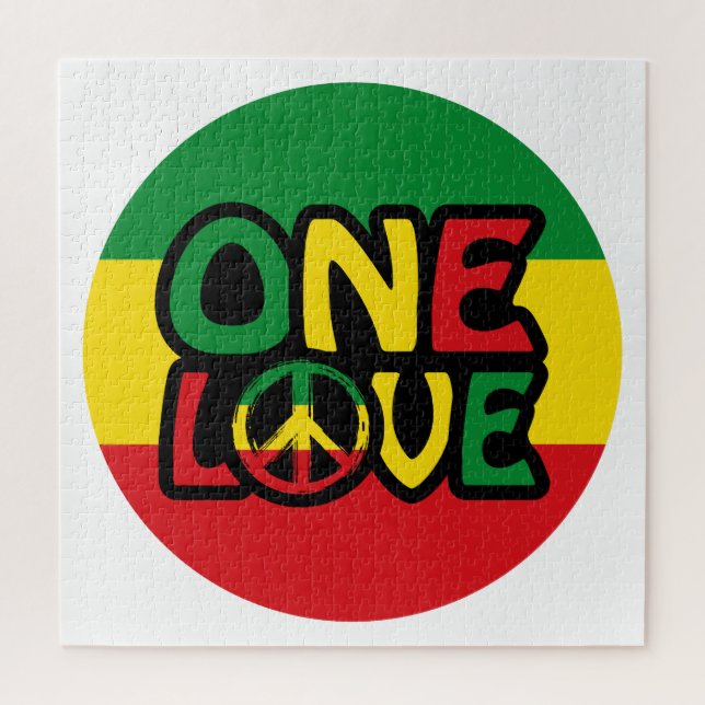 Puzzle One Love, Reggae design avec des couleurs reggae (Vertical)