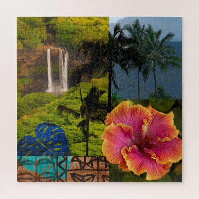 Puzzle Opaeka'a Falls, Kauai Hawaiian Collage (Vertical)