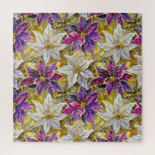 Puzzle Or Blanc Rose Violet Noël Poinsettias