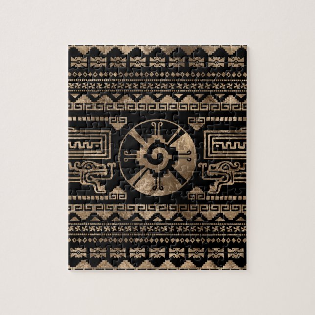 Puzzle Or de Hunab Ku sur le noir (Vertical)