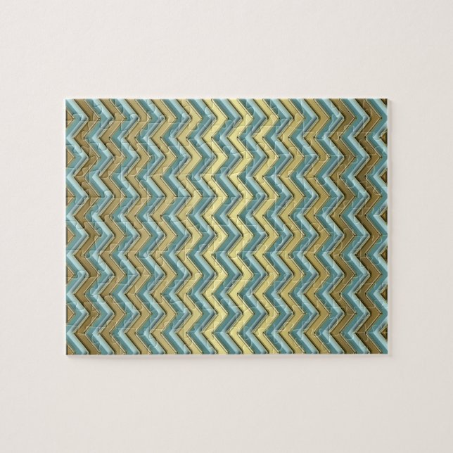Puzzle Or et Turquoise Motif Chevron (Horizontal)