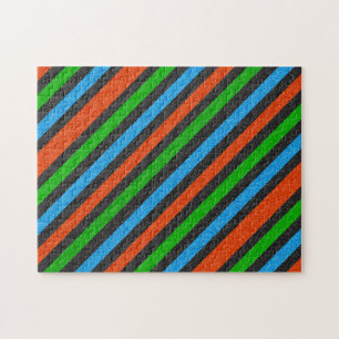 Puzzle Orange, Bleu, Vert, Parties scintillant noire rayé