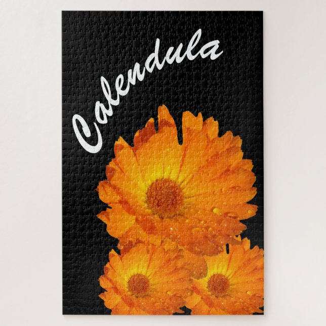 Puzzle - Orange Calendula Fleurs d'eau gouttes (Vertical)
