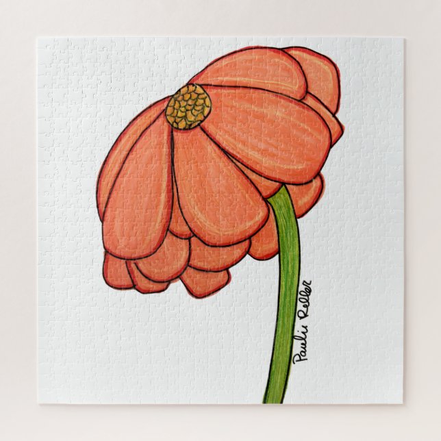 Puzzle Orange Flower- Thinking of you... (Vertical)