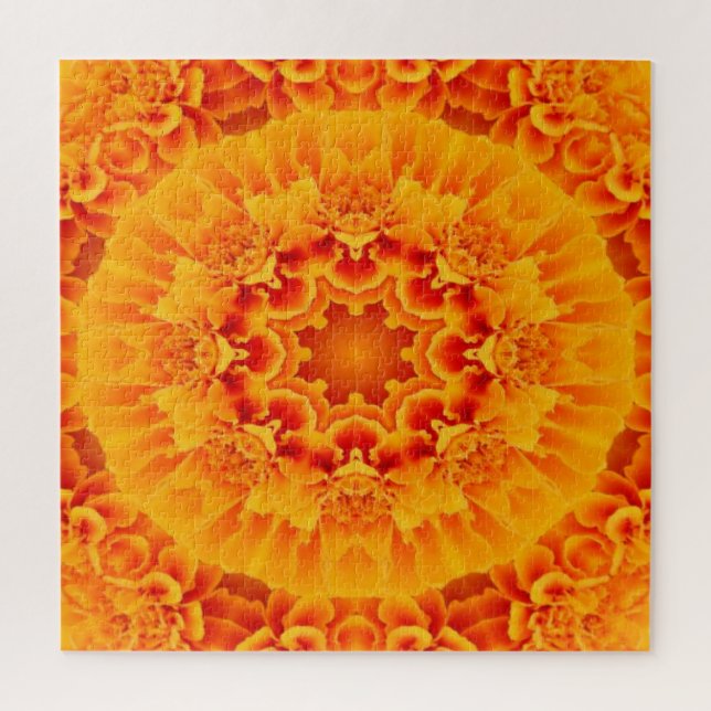 Puzzle Orange Marigold Mandala (Vertical)