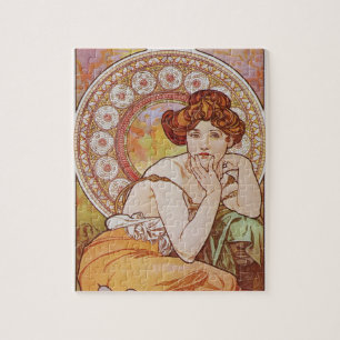 Puzzle Orange Vintage élégant Art Nouveau Mucha Topaz