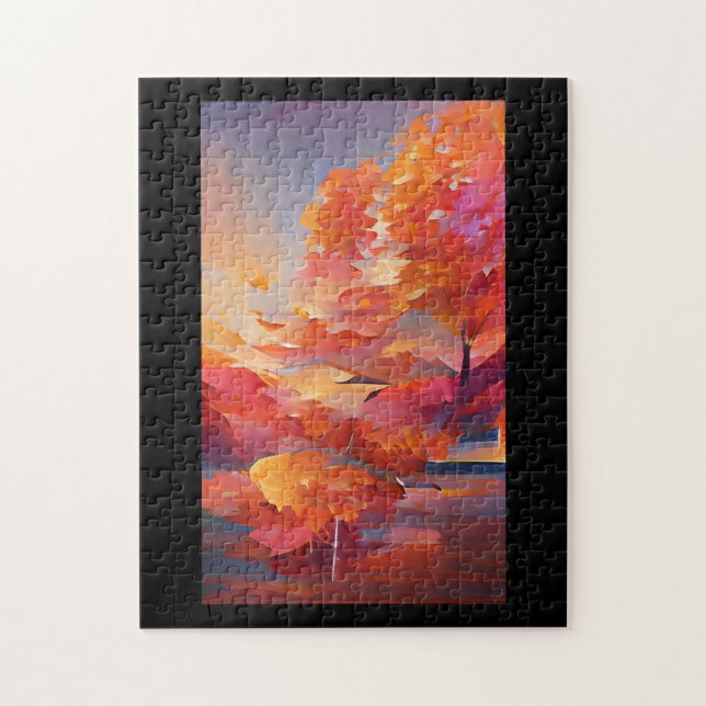 Puzzle Oranger rose doré des arbres de automne (Vertical)