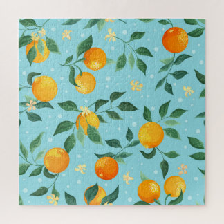 Puzzle Oranges, fleurs : textile sans couture motif.