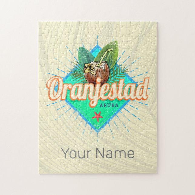 Puzzle Oranjestad Aruba Retro Souvenir des Caraïbes Vinta (Vertical)