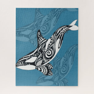 Puzzle Orca Killer Whale Tlingit Indigo encre bleue