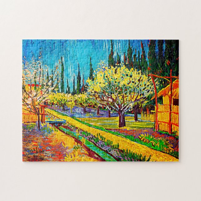 Puzzle Orchard Bordé par Cyprès Vincent Van Gogh (Horizontal)