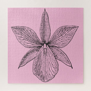 Puzzle Orchidée botanique Fleur rose pâle Flore Calme