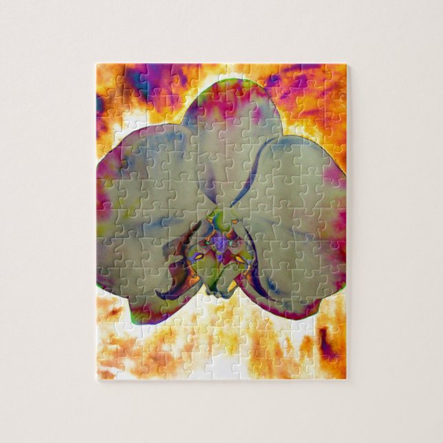 Puzzle Orchidée de feu, abstraite aquarelle vive florale (Vertical)