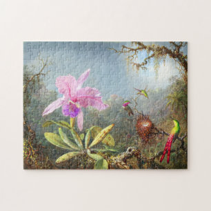 Puzzle Orchidée et trois colibris 