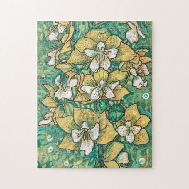 Puzzle Orchidée Jaune Fleurs tropicales Art de peinture f (Vertical)