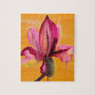 Puzzle Orchidée violette couleur orange pop art fleur