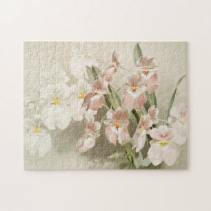 Puzzle Orchidées blanches Fleur Vintage vieille illustrat