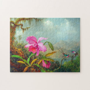 Puzzle Orchids and Hummingbirds by Martin Johnson Heade 